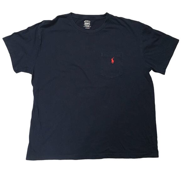 Polo‎ Ralph Lauren Tee Shirt Short Sleeve Navy Blue Logo Men's L Crewneck Cotton - Picture 1 of 9